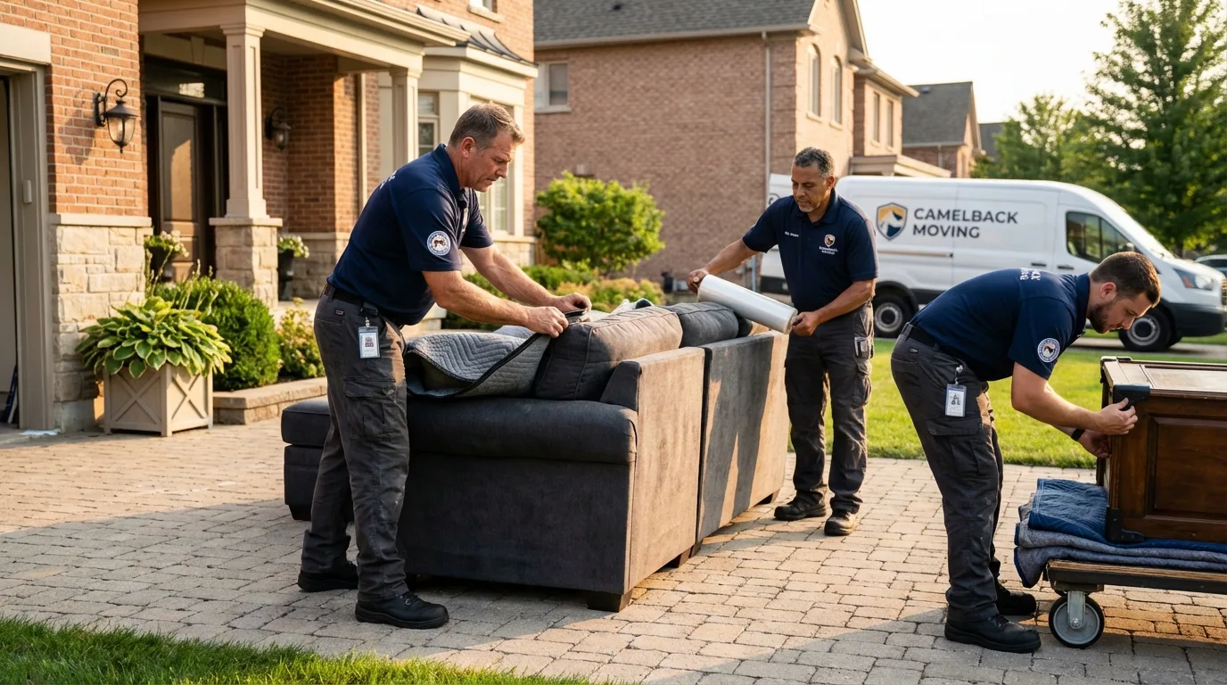 Large estate moving crew wrapping furniture in Loudonville, OH